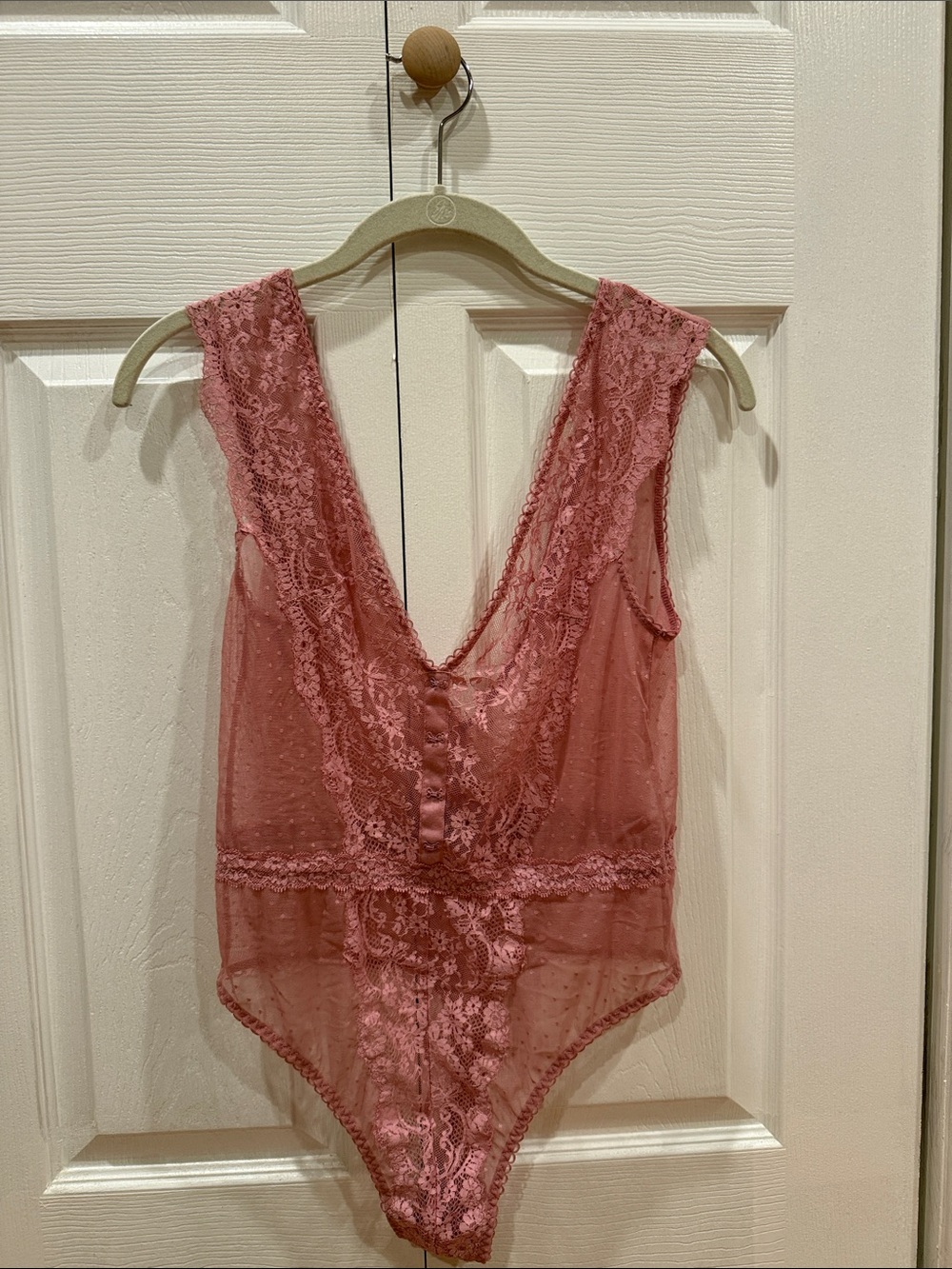 Victoria's Secret Rose Lace Plunge Bodysuit